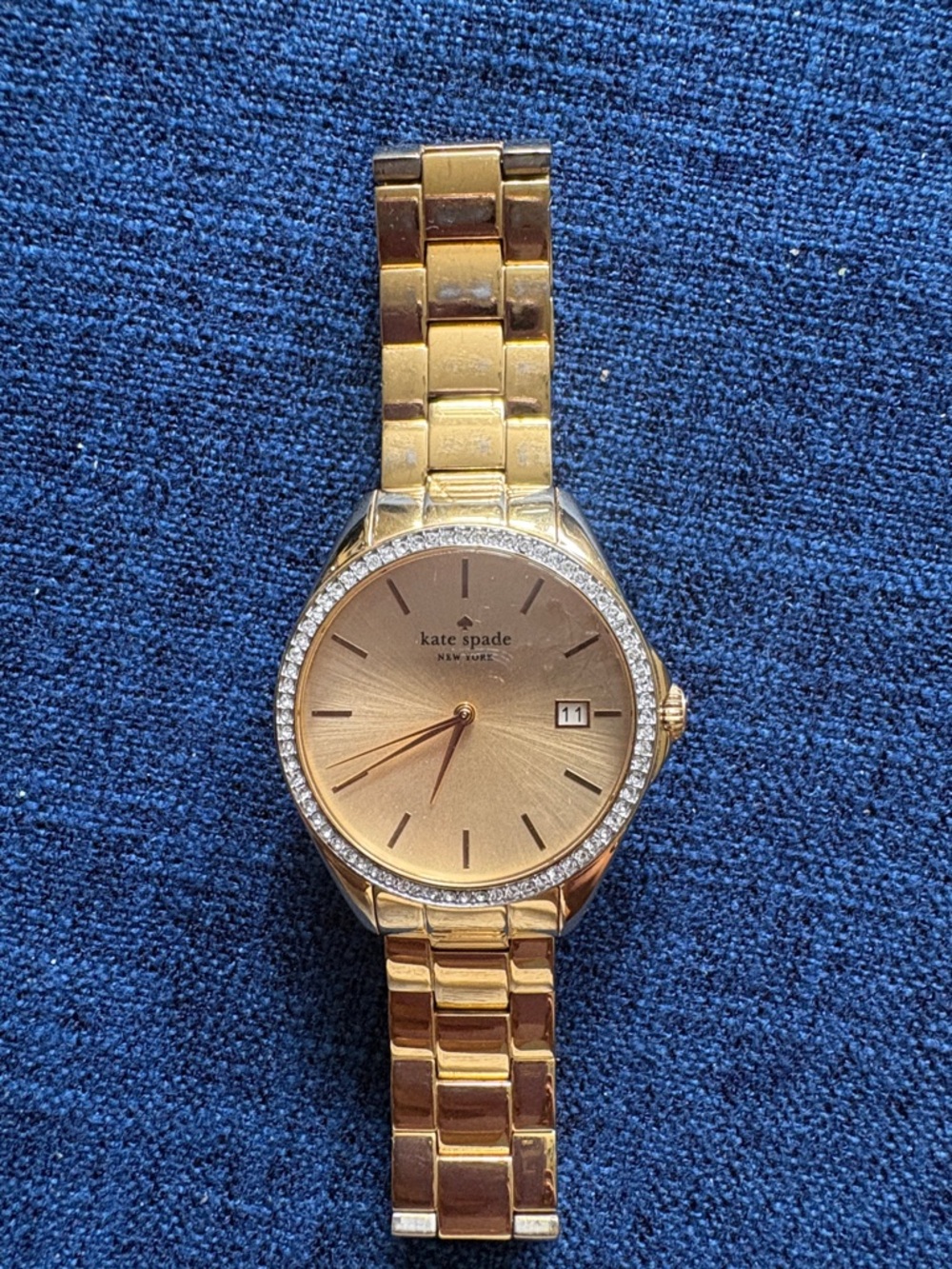 kate spade Gold-Tone Crystal Bezel Bracelet Watch